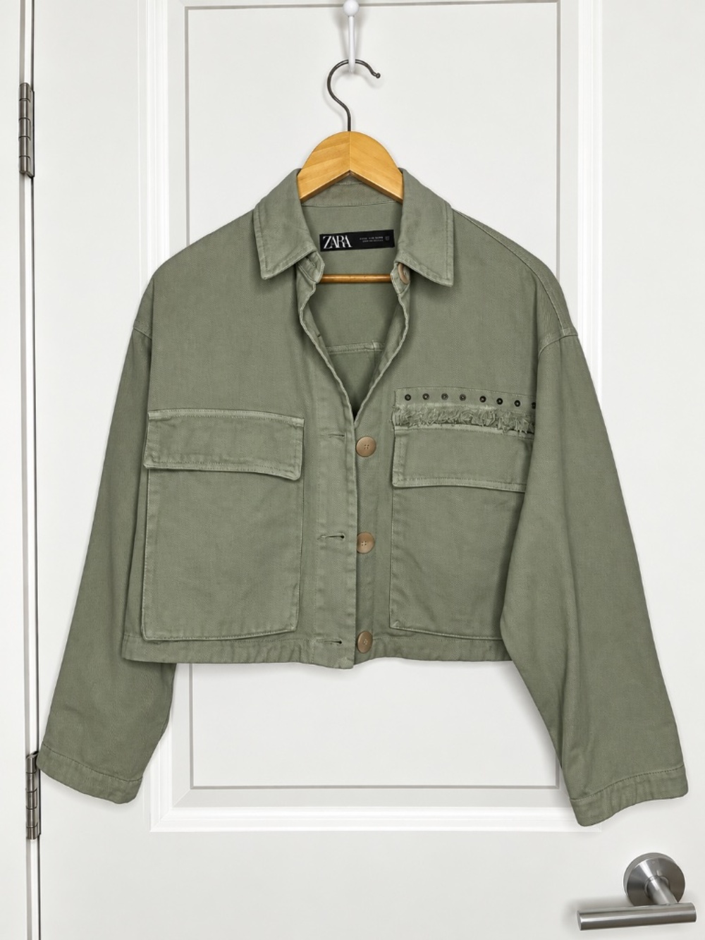 Zara Cropped Jacket Sage Green